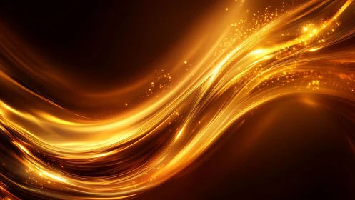 Luminous golden energy waves streaming across deep umber.