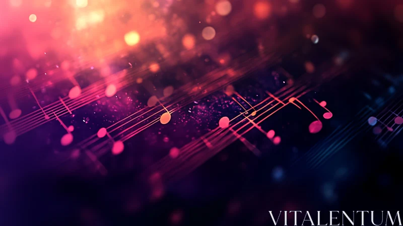 Neon melodies float through a galaxy of glowing bokeh light