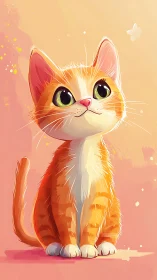 Radiant Orange Cat Portrait with Luminous Eyes Against Warm Gradient Background