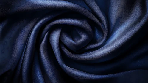 Navy Silk Fabric Swirled and Gathered in Dramatic Folds