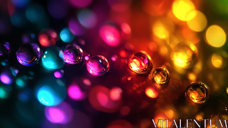 Chromatic macro droplets show refracted bokeh across spectrum