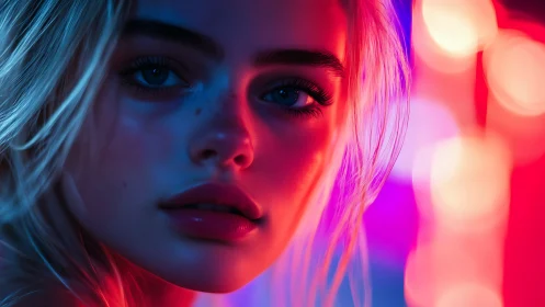 Portrait rendering applies dual-color neon rim lighting