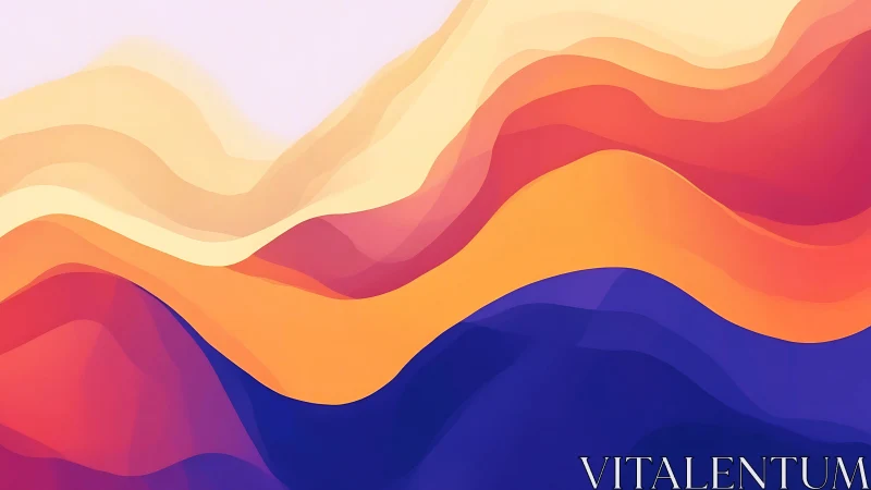 Layered sunset waves in bold abstract landscape design.