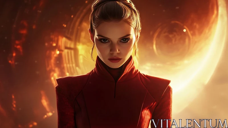 Stellar commander portrait before luminous orbital gateway