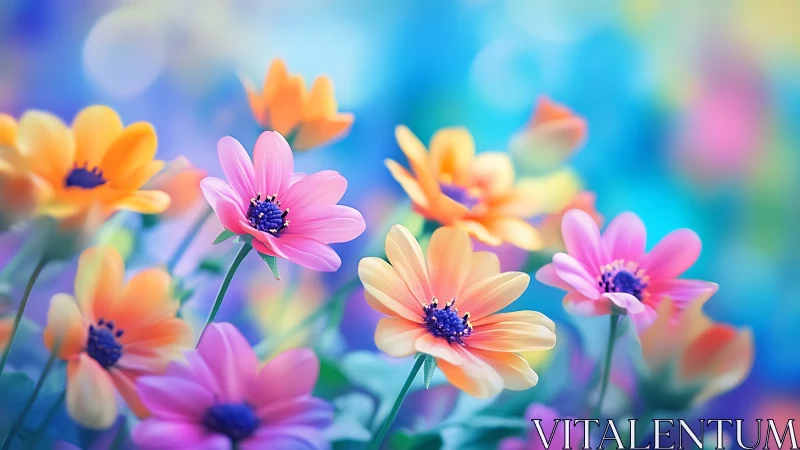 Soft-Focus Daisy Garden With Vibrant Color Palette.