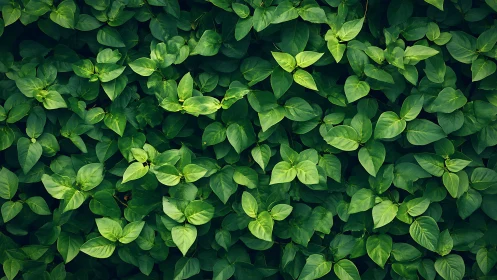 Dense green foliage pattern under soft natural light.
