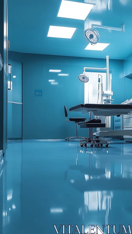 Clinical operating room interior shows equipment and lighting