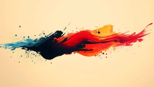Dynamic Abstract Paint Splash in Bold Red, Blue, and Yellow.