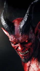 Demonic horned creature snarls under harsh directional lighting