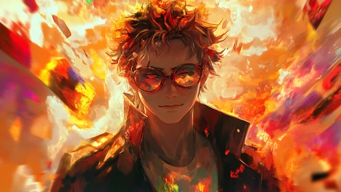 Fire-eyed drifter quietly steers a storm of molten color