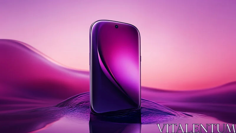 Premium smartphone rendered in glossy metallic finish against vibrant gradient backdrop.
