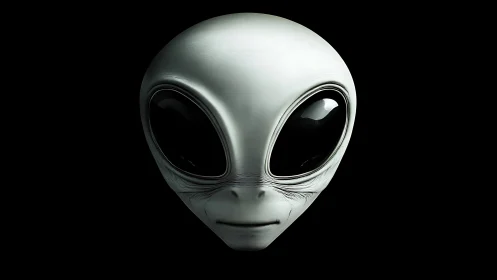 Symmetrical extraterrestrial head rendered with glossy specular highlights