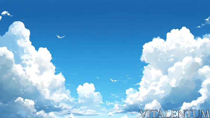 Cloud cathedrals quietly frame a soaring midday sky