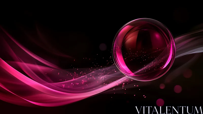 Crimson energy sphere with flowing magenta light trails.