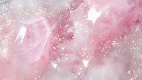Blushing crystal nebula drenches the frame in rosy starlight.