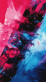 Neon shards collide as crimson and cyan carve electric voids