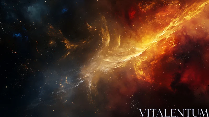 Cosmic phoenix shape emerges within turbulent fiery nebula