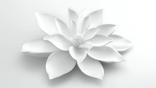 Monochromatic Sculptural Lotus Bloom: Multi-Petal Flower Form with Textured Center