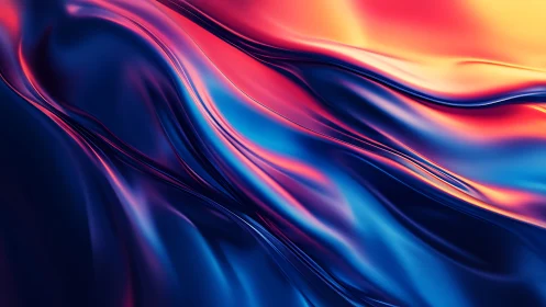Metallic gradient waves in blue, pink, and orange tones.