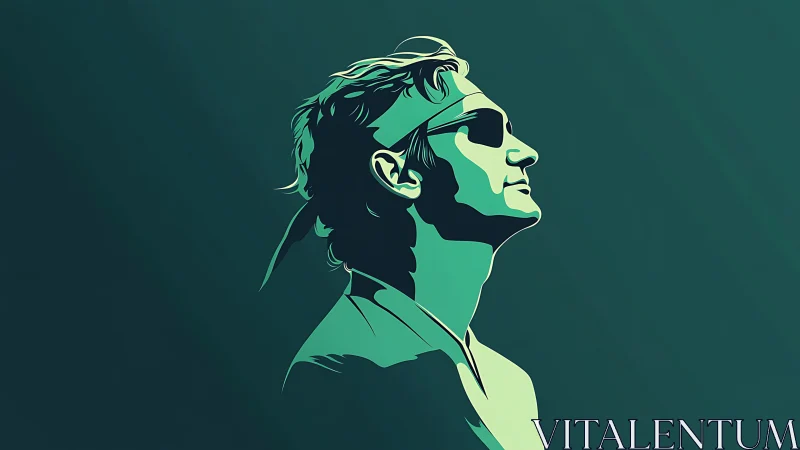 Sun-drenched side profile of a headband rebel in teal glow.