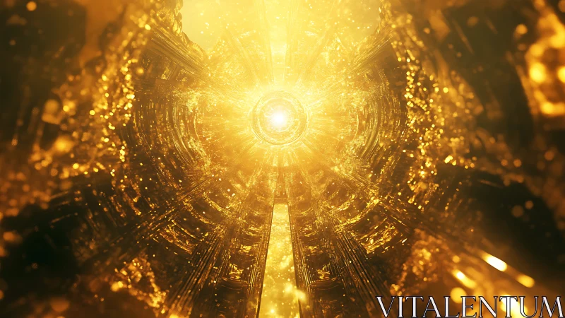 Radial golden singularity within crystalline light tunnel.