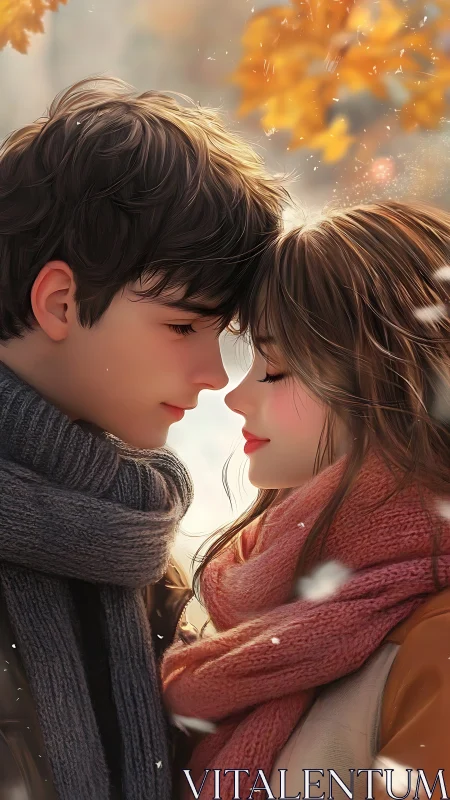 Two Hearts Entwined in Autumn's Golden Embrace