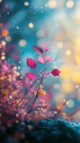 Digital macro foliage with luminous bokeh depth of field.