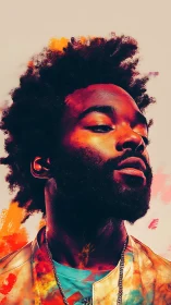 Digital portrait shows side-lit man against abstract backdrop