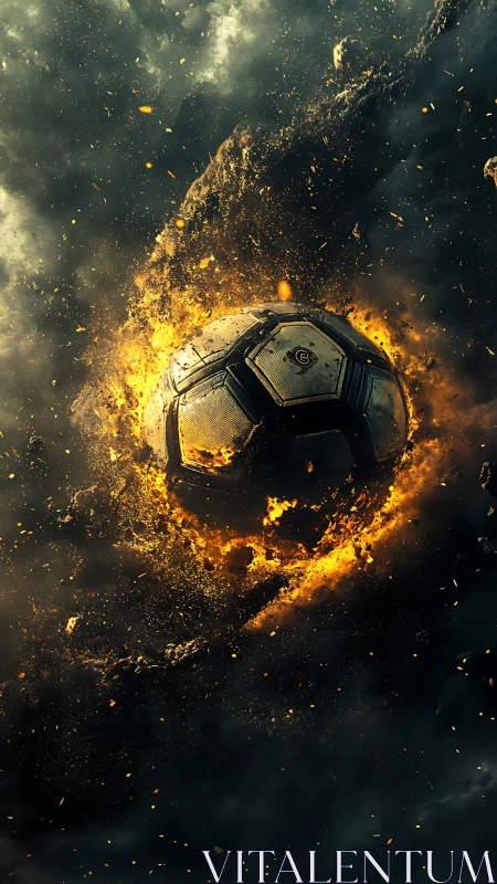 Exploding molten soccer ball renders dynamic fiery impact
