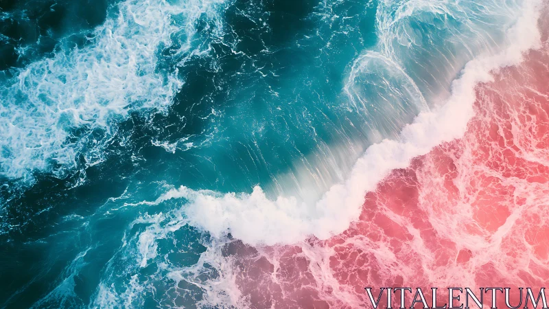 Dual-tone aerial surf collision with cyan and magenta gradients
