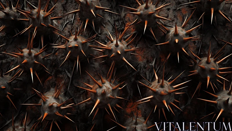 Spiked metal orbs creating a bold, dramatic abstract wall.
