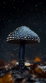 Enchanted night mushroom glowing softly in the forest hush.