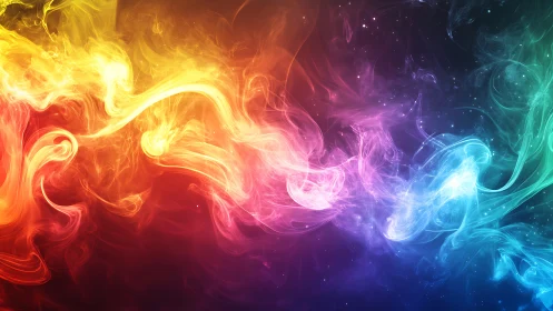 Color spectrum smoke waves in abstract digital space scene.