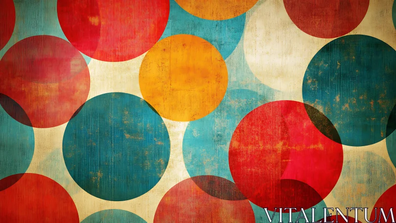 Retro circles collide in a bold, timeworn color carnival.