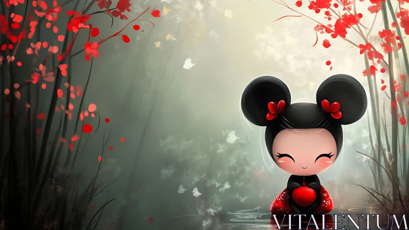 Whimsical Mouse Finds Love in a Garden of Red Flowers