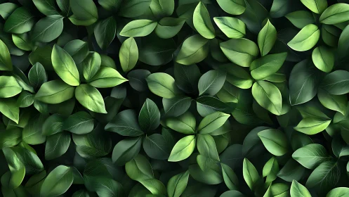 Dense overlapping green leaves form uniform digital foliage