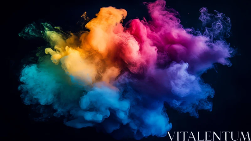 Digital painting of multicolor nebula cloud on black field.