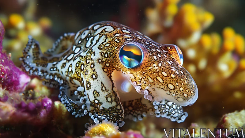 Colorful shallow reef octopus close-up with vivid details.