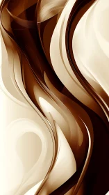 Curved brown and cream abstract bands flow across frame
