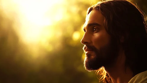 Side profile portrait of man in warm golden sunlight.