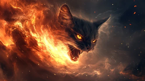 Hellfire storm erupts as a cosmic cat roars through dusk