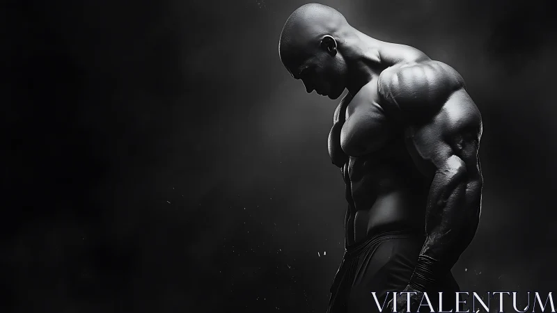 Quiet strength in shadowed light with a focused bodybuilder.