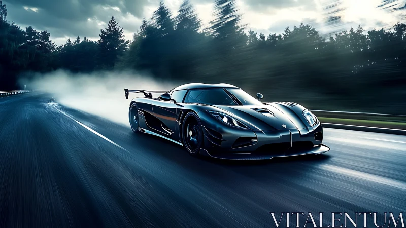 Midnight hypercar slices stormy asphalt like liquid thunder