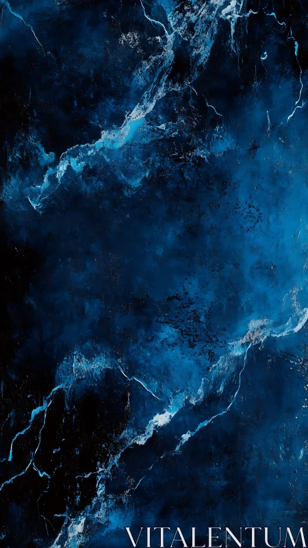 Dark blue abstract surface contains fractured luminous veins