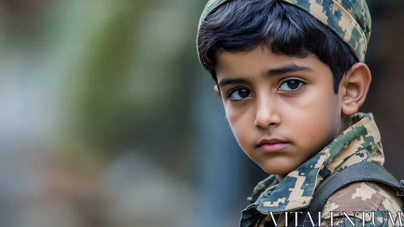 Young Soldier Portrait: Photorealistic Military Youth Composition.