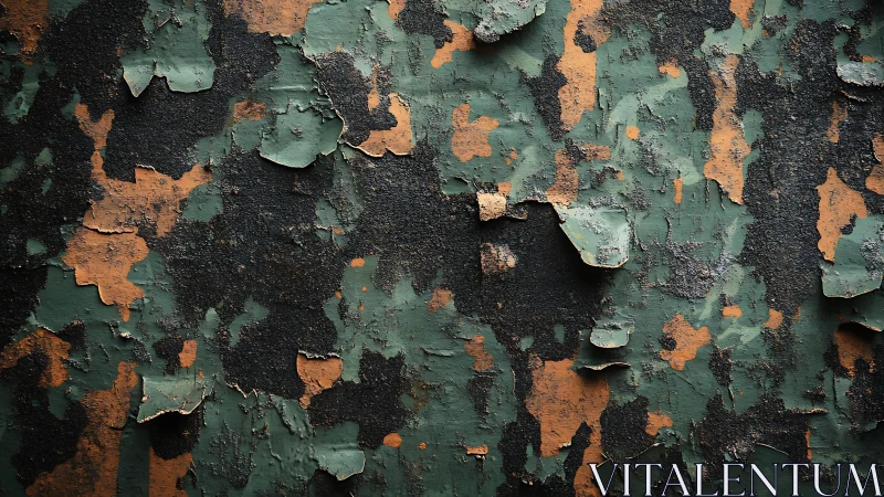 Weathered Camouflage Texture with Peeling Paint, Abstract Pattern.