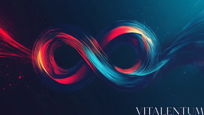 Glowing infinity loop dancing through deep cosmic color.