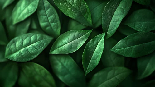 Detailed green foliage pattern with overlapping leaves.