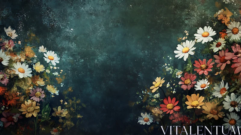 Whimsical Bloom Symphony on Weathered Canvas.