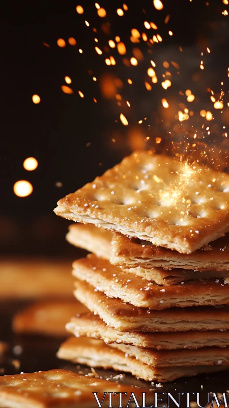 Stacked Caramelized Pastry Layers with Bokeh Lighting